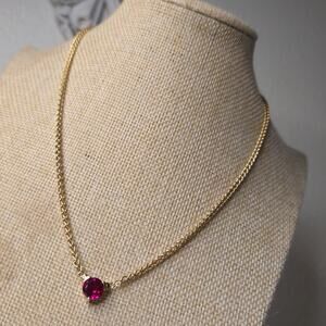 Beautiful Estate Jewelry Gold Plated .925 Sterling Ruby Necklace